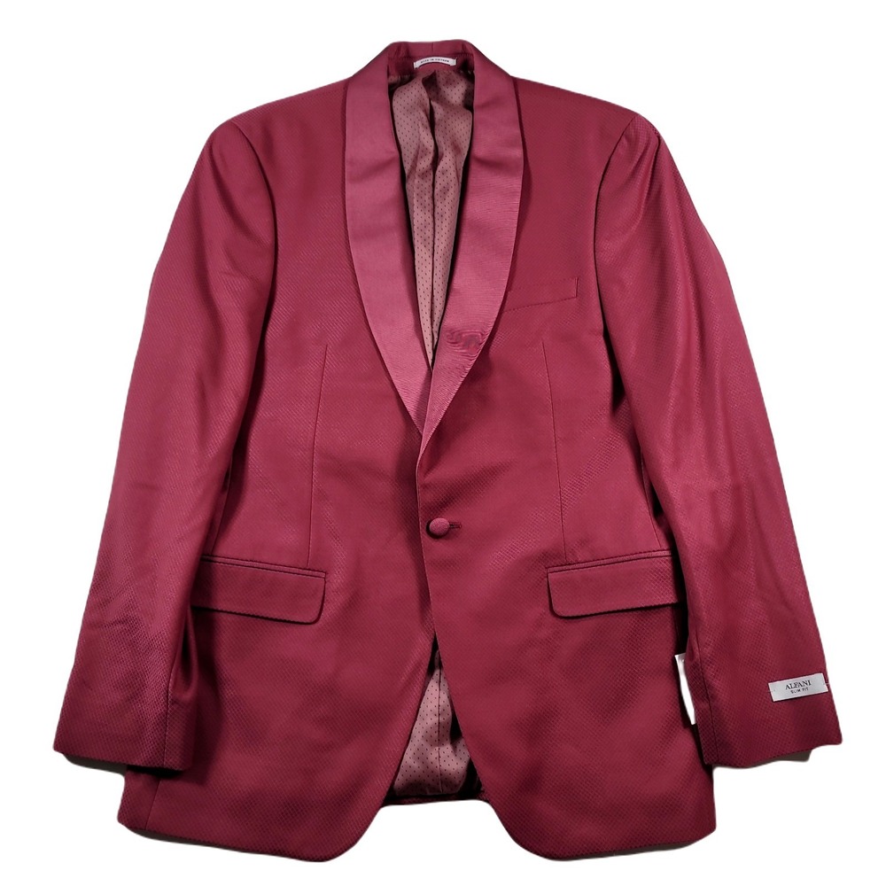 Alfani Slim-Fit Tuxedo Jacket Mens 40L 40 Dusty Rose Red Blazer $360 NEW‎